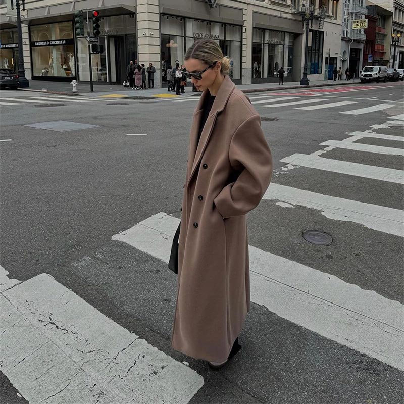 Oversized Winterjas voor Dames met Wollook Stof – Mirelle