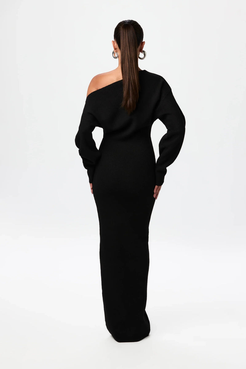Off shoulder sweaterjurk met losse pasvorm – Elodie