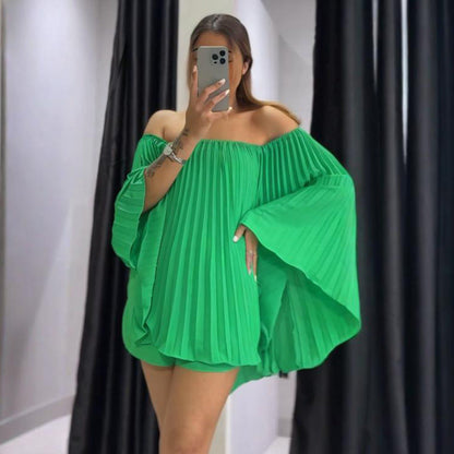 Rib romper jurk met ingebouwd broekje en stretch – Elenari