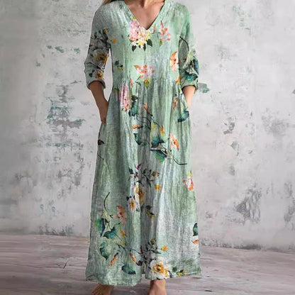 Bloemenprint Midi Zomerjurk met Elegante Pasvorm – Sophie