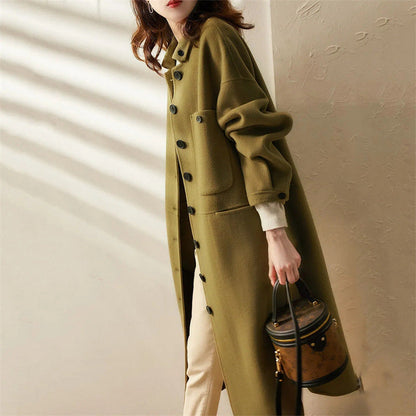 Lange kasjmier trenchcoat met elegante pasvorm – Celeste