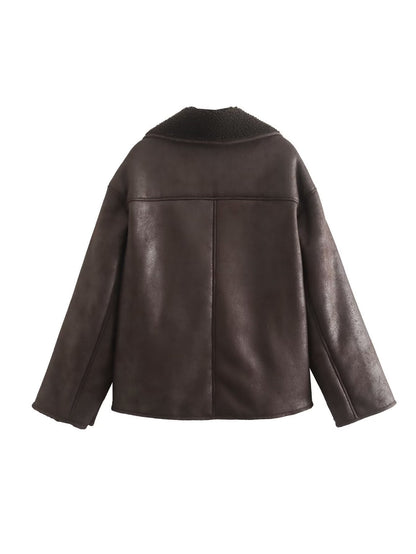 Suède Look Winterjas voor Dames met Fleece Voering – Marvella