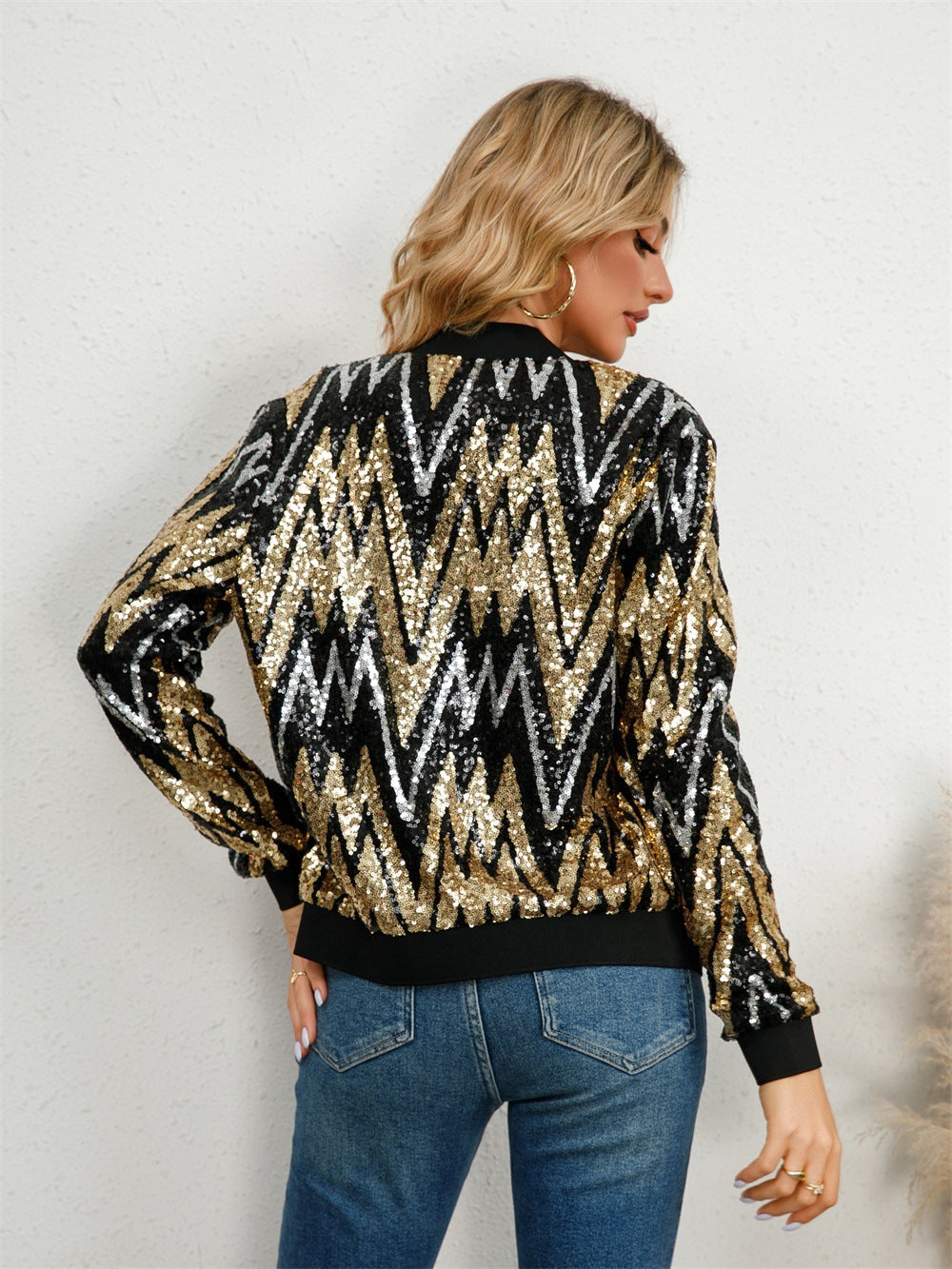Glamour bomberjack met pailletten voor dames – Naomi