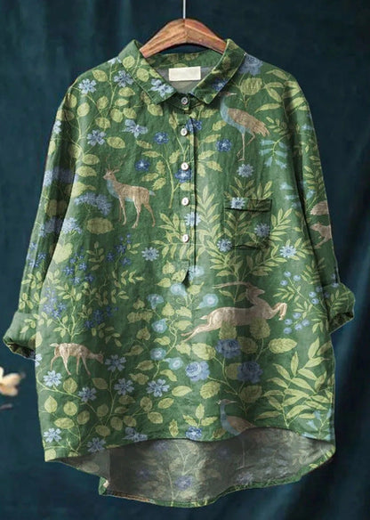 Dames blouse bloemenprint flatterend elegant knoopjes – Melvyna