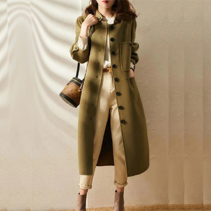 Lange kasjmier trenchcoat met elegante pasvorm – Celeste