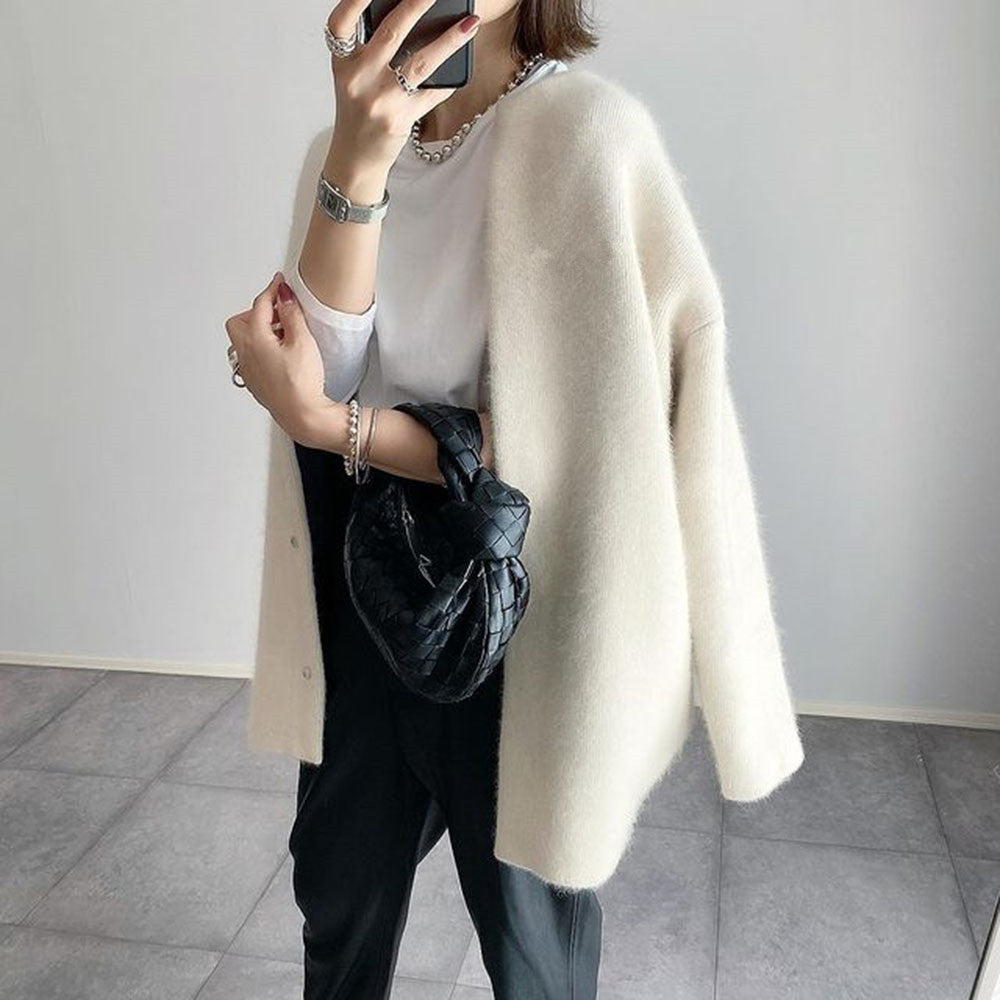 Elegante cashmere damescardigan met fluffy mouwen – Elise