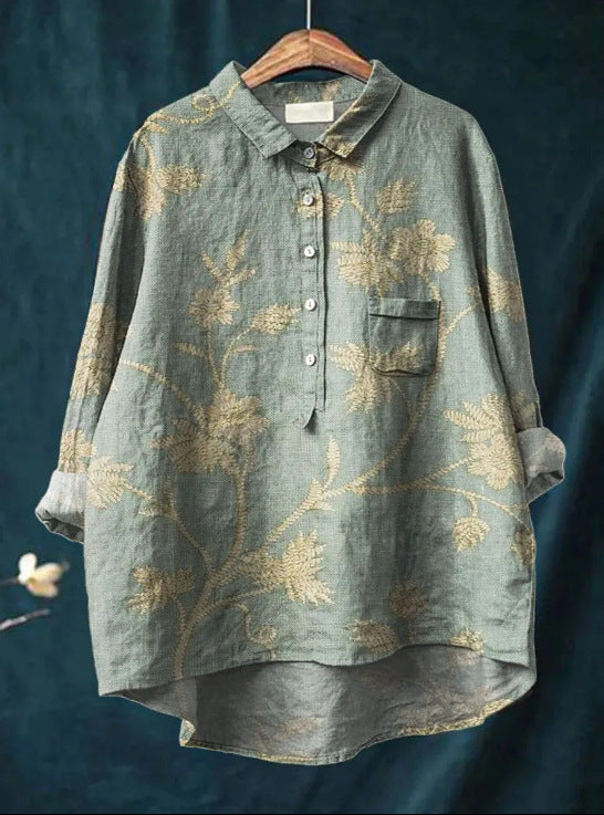 Dames blouse bloemenprint flatterend elegant knoopjes – Melvyna