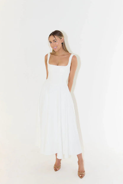 Zomerjurk Midi Relaxte Pasvorm Elegante Look – Sorine