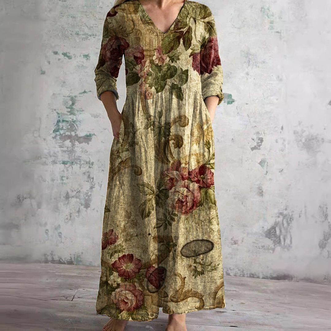 Bloemenprint Midi Zomerjurk met Elegante Pasvorm – Sophie