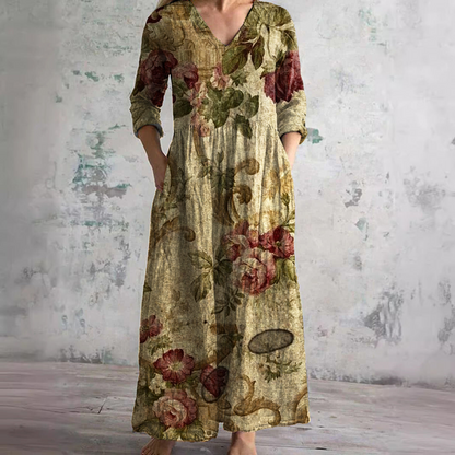 Bloemenprint Midi Zomerjurk met Elegante Pasvorm – Sophie