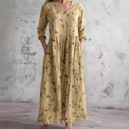 Bloemenprint Midi Zomerjurk met Elegante Pasvorm – Sophie