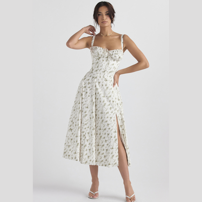 Shaping bloemenjurk midi met taille accent dames – Clarisse