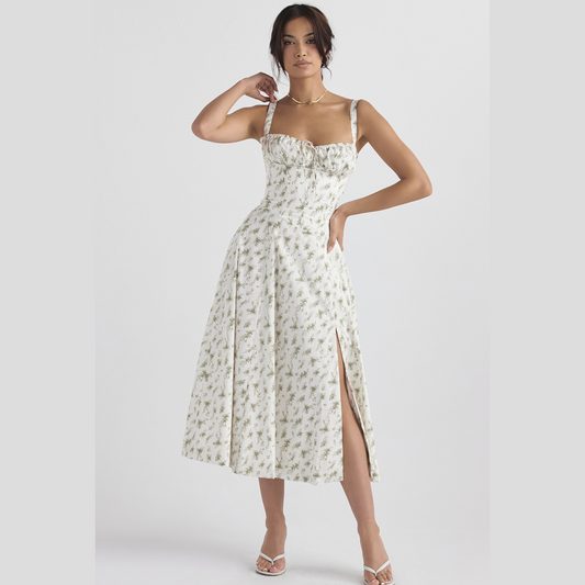 Shaping bloemenjurk midi met taille accent dames – Clarisse
