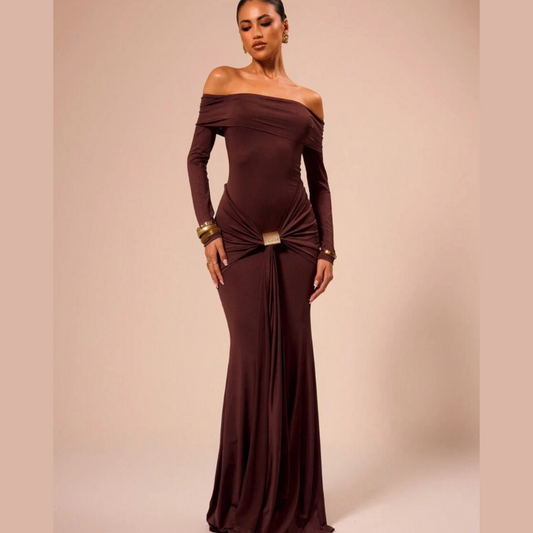 Off shoulder maxi jurk stretch en elegant dames – Celestia