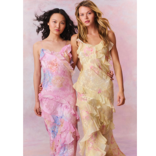 Boho maxi jurk met bloemenprint en ruches dames – Elvira