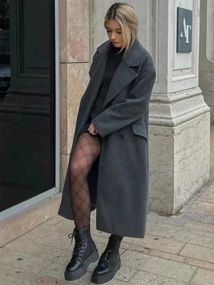 Elegante wollen trenchcoat met ceintuur – Isabella