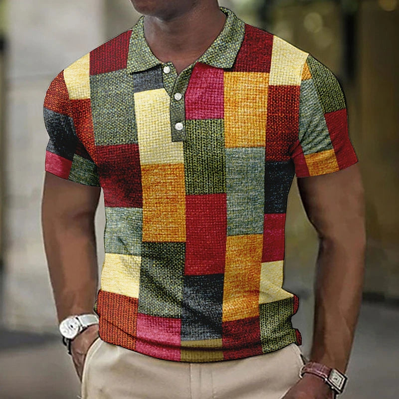 Heren polo kleurrijk modern pasvorm casual stijl – Tavenco