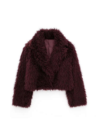 Warme fuzzy nepleren jas voor dames – Isabelle