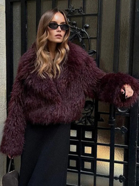 Warme fuzzy nepleren jas voor dames – Isabelle