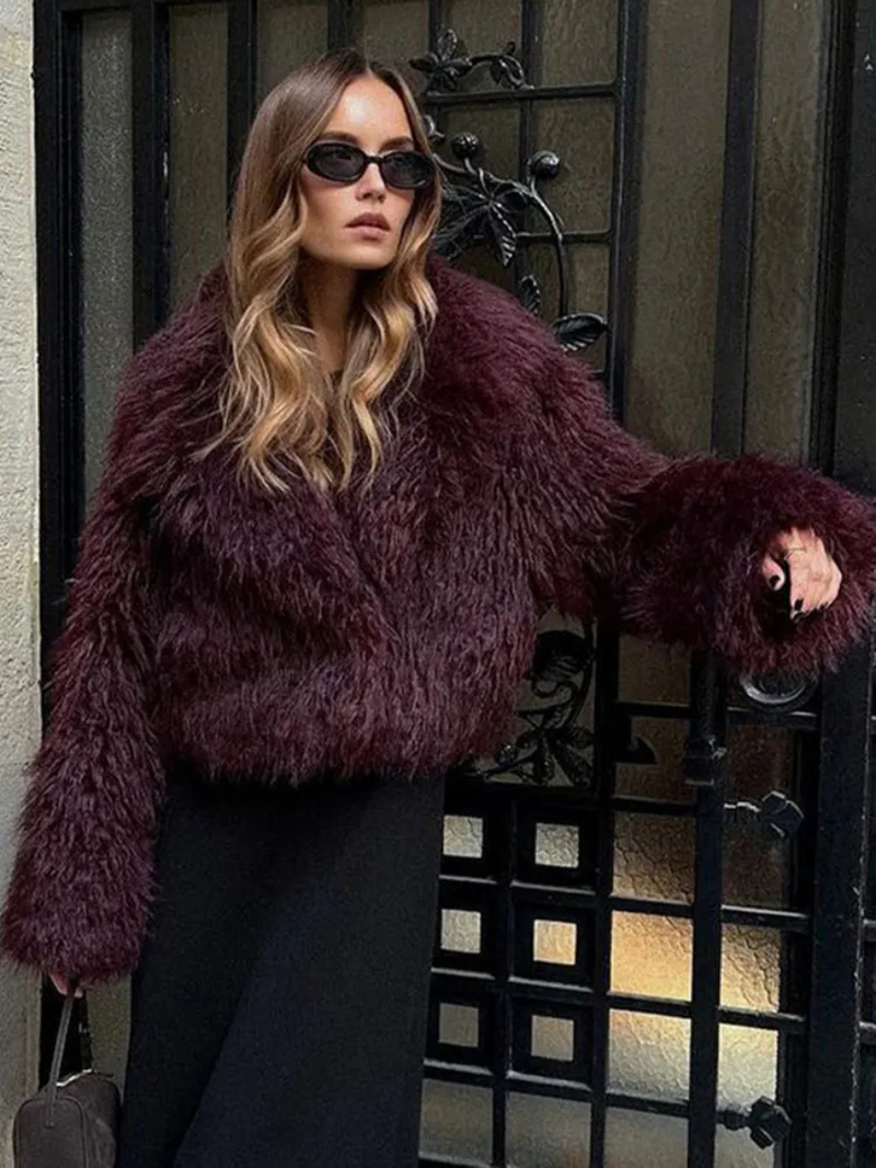 Warme fuzzy nepleren jas voor dames – Isabelle