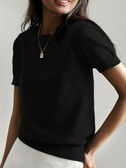 Gebreid dames T-shirt comfortabel elegant tijdloos – Norelia
