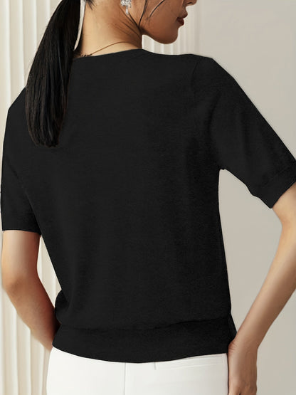 Gebreid dames T-shirt comfortabel elegant tijdloos – Norelia