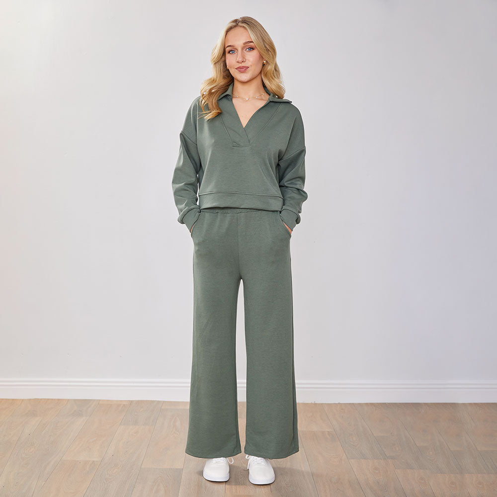 Luxe dames tracksuit met wijde pijpen – Elin