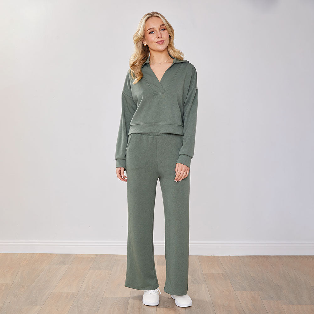 Luxe dames tracksuit met wijde pijpen – Elin