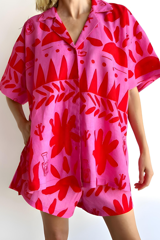 Zomerse dames set met print en relaxed fit – Romée