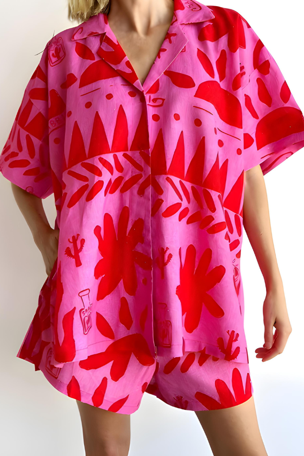 Zomerse dames set met print en relaxed fit – Romée