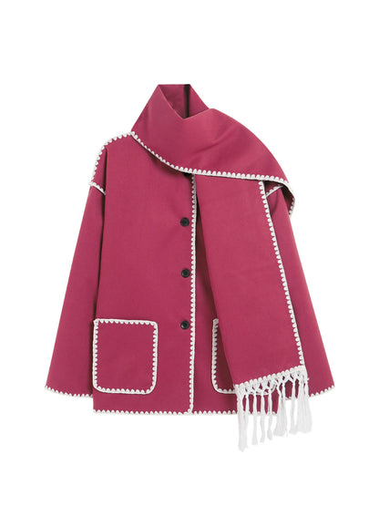 Warme Herfst-Winterjas met Afneembare Sjaal – Emma