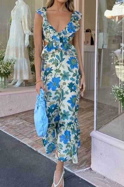 Bloemenjurk met ruffles voor dames in romantische stijl – Alira