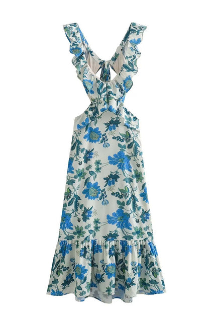 Bloemenjurk met ruffles voor dames in romantische stijl – Alira
