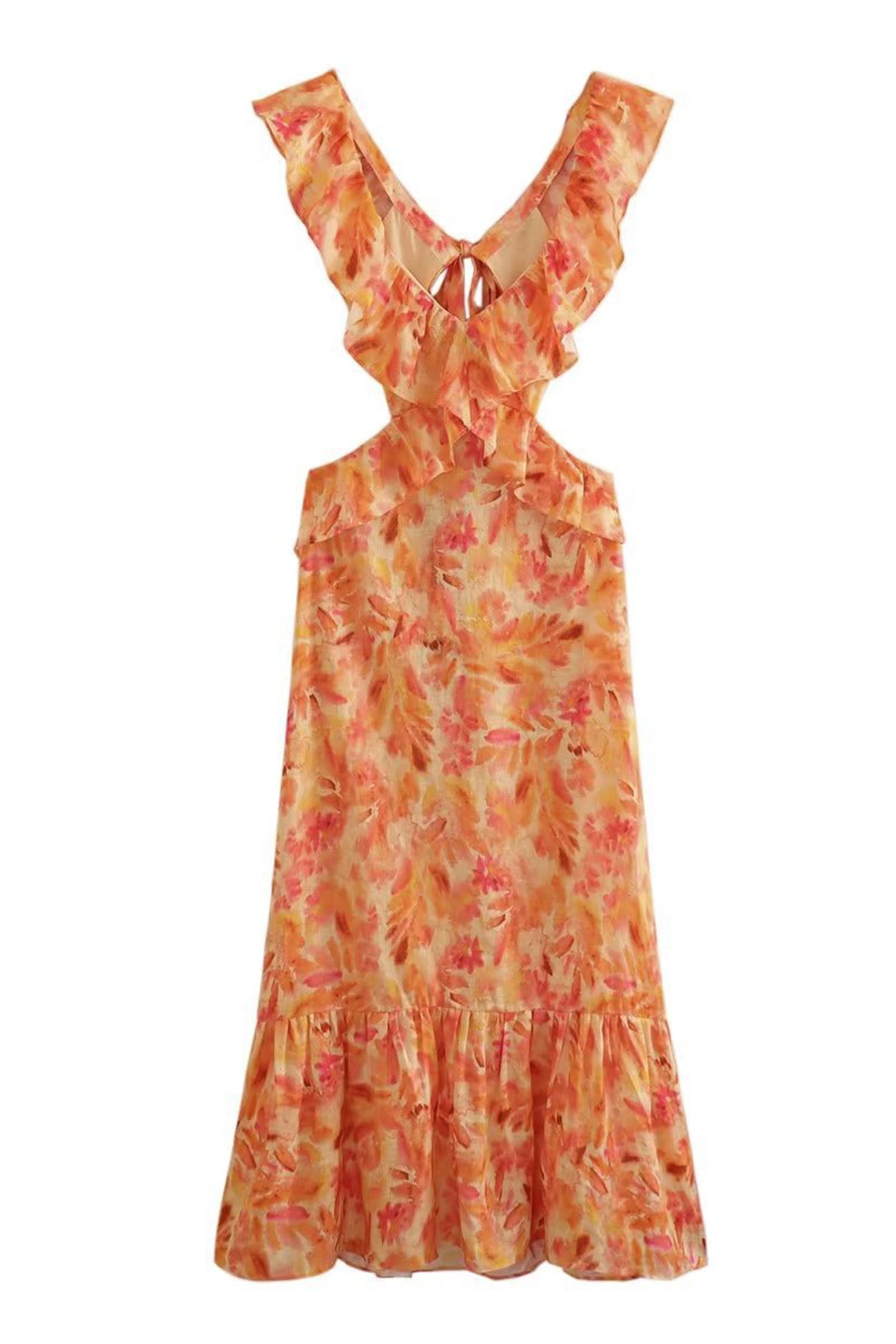 Bloemenjurk met ruffles voor dames in romantische stijl – Alira