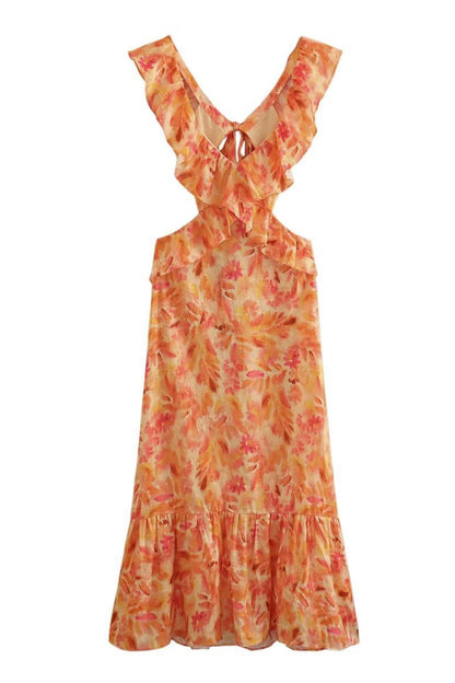 Bloemenjurk met ruffles voor dames in romantische stijl – Alira