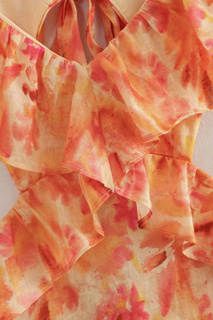 Bloemenjurk met ruffles voor dames in romantische stijl – Alira
