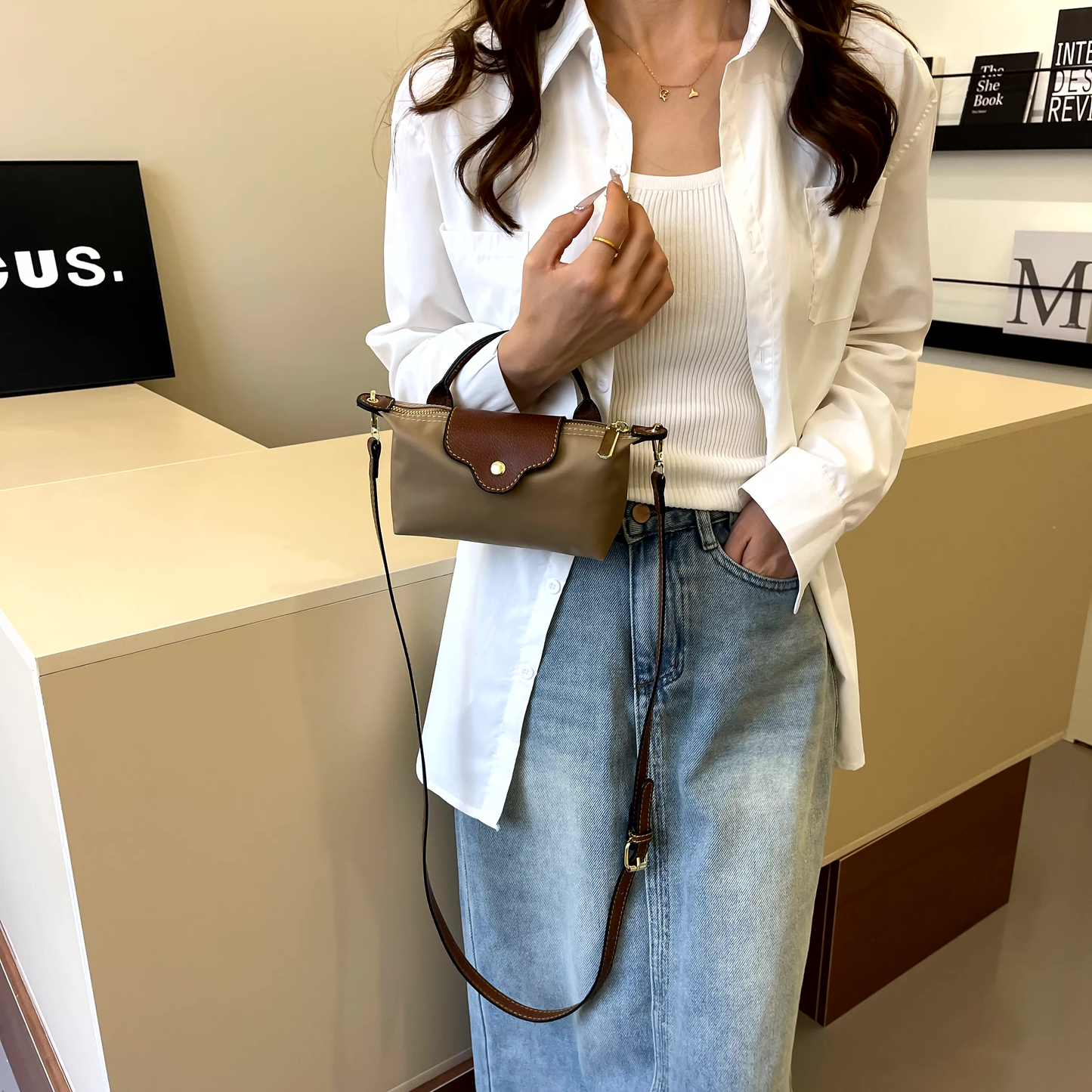 Mini schoudertas met luxe details voor dames – Yelina