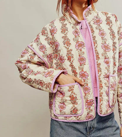 Gewatteerde oversized jas met print voor dames – Elif