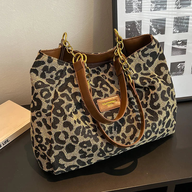 Luipaardprint canvas tote voor dames – Ravena
