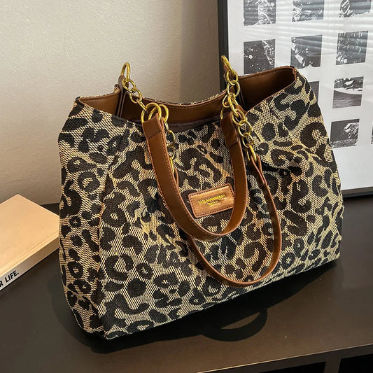 Luipaardprint canvas tote voor dames – Ravena