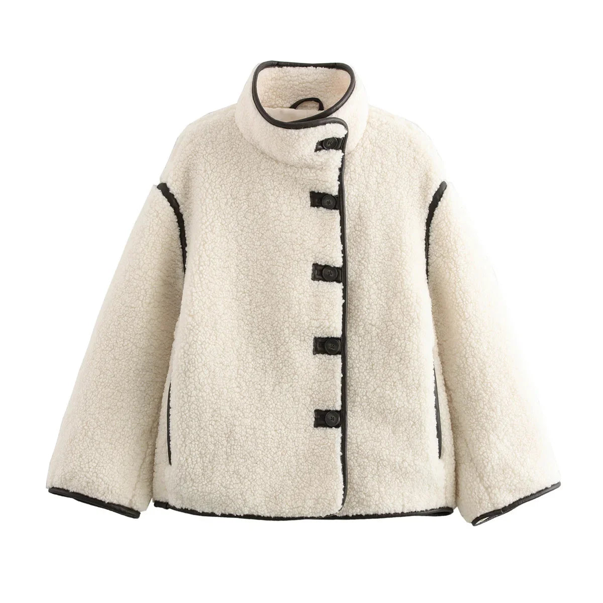 Sherpa Winterjas voor Dames met Contrasterende Biezen – Livora