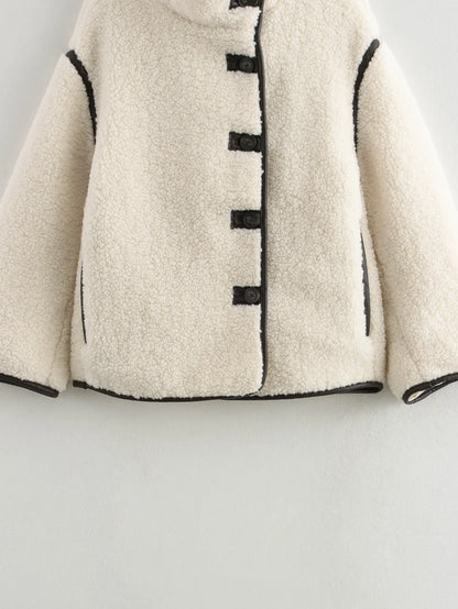 Sherpa Winterjas voor Dames met Contrasterende Biezen – Livora