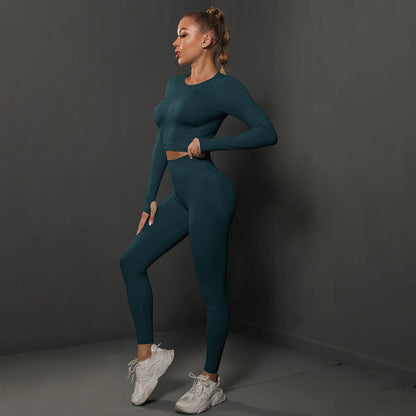 Naadloos Sportset voor Dames met Crop Top en Legging – Revina