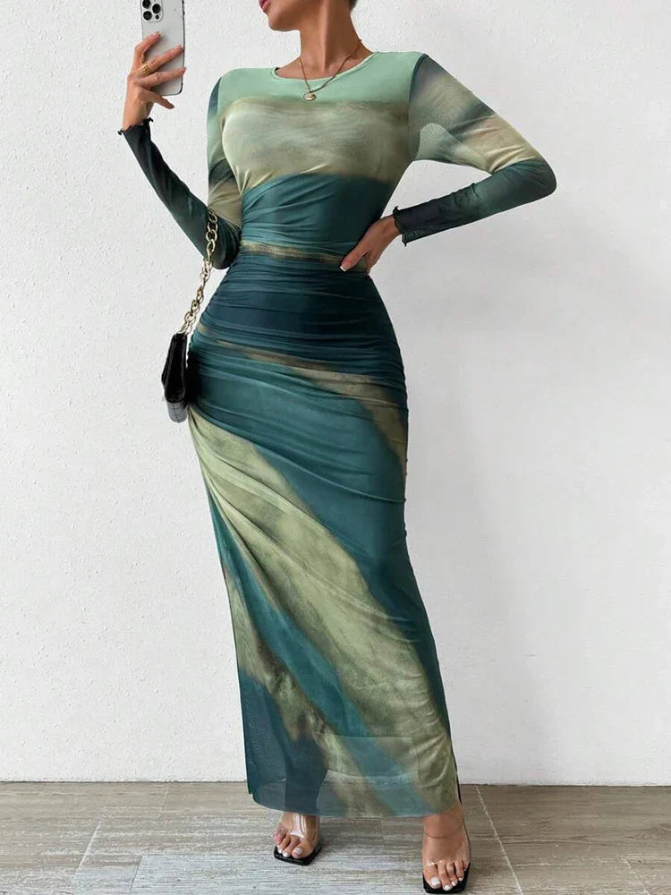 Maxi-jurk met kleurovergang en elegante pasvorm – Sofia