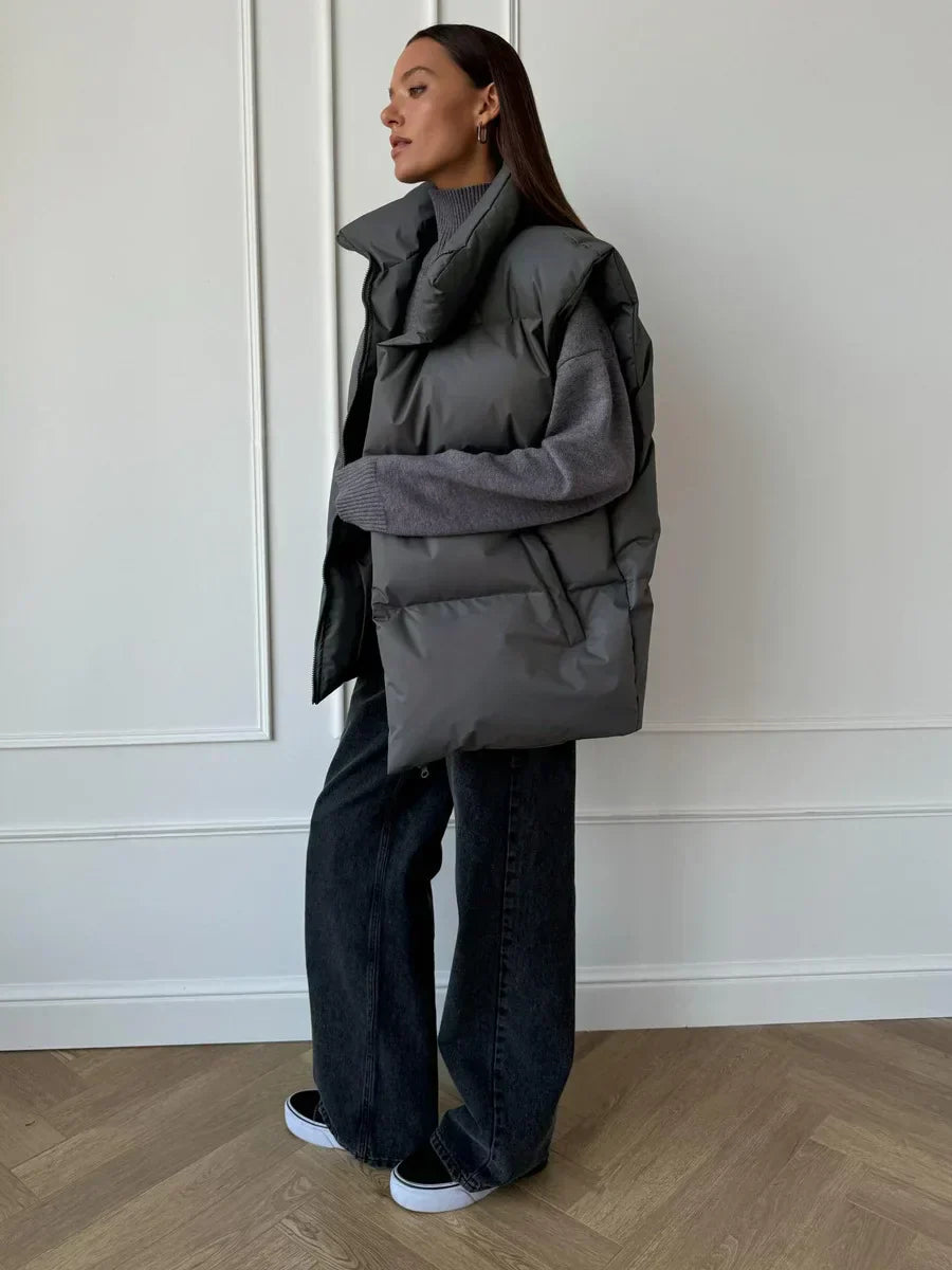 Losse katoenen puffer bodywarmer voor dames – Anouk