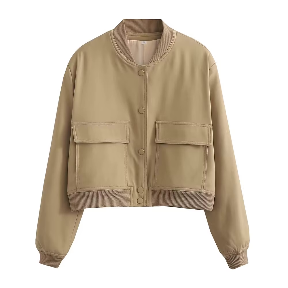 Cropped bomberjack met zakken en drukknopen – Noriva