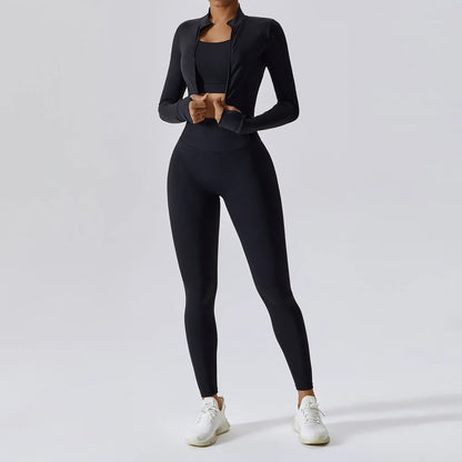 Naadloos Sportset voor Dames met Zip Top en High Waist Legging – Aerexa