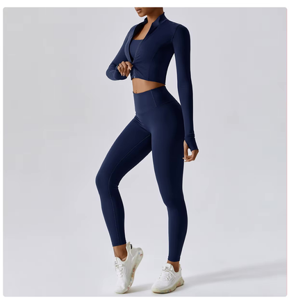 Naadloos Sportset voor Dames met Zip Top en High Waist Legging – Aerexa