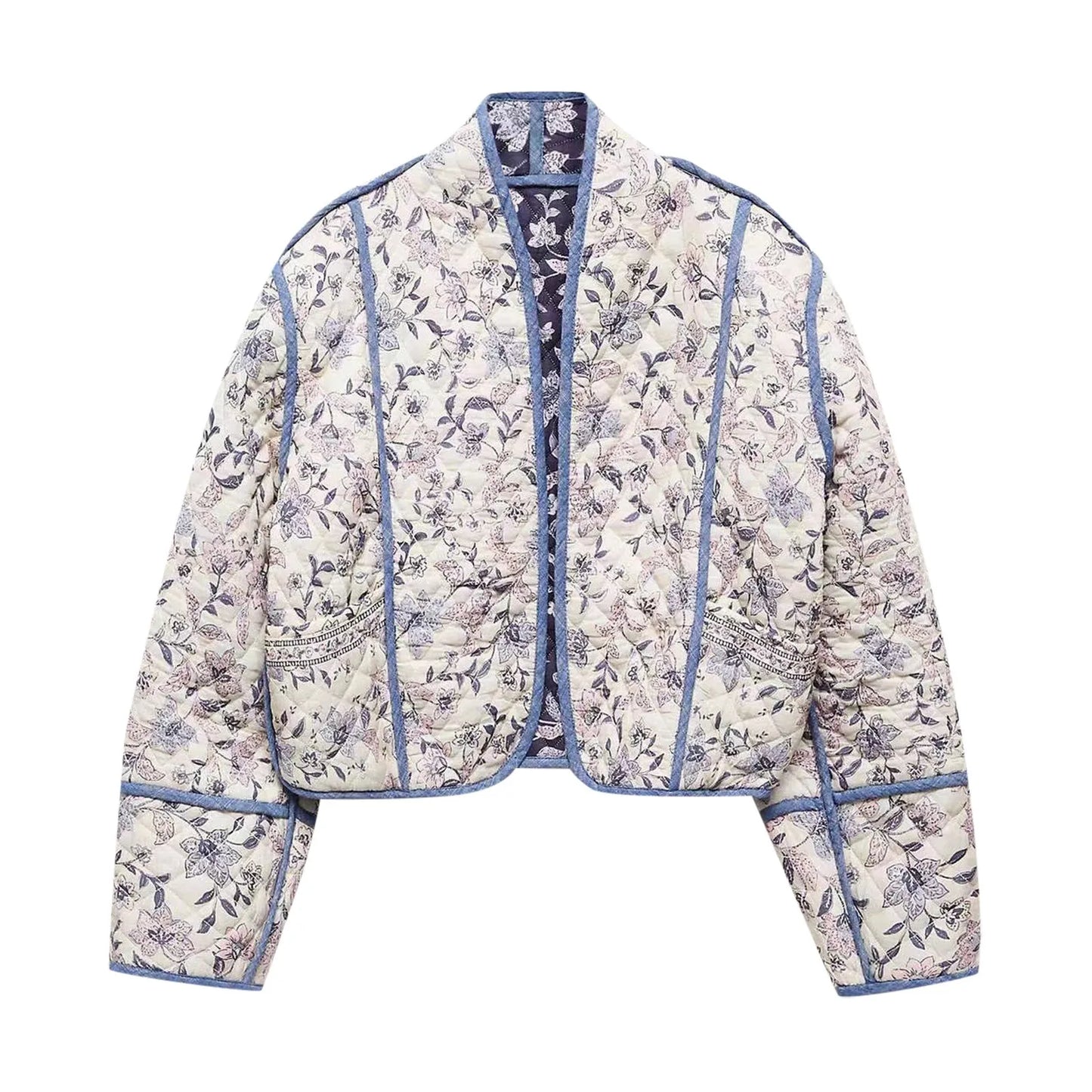 Reversible gewatteerde lentejas met bloemenprint – Fleur