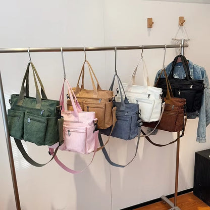 Corduroy tote bag met laptopvak voor dames – Rovena